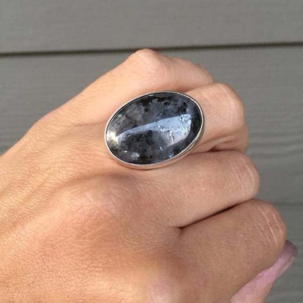 Oval Larvikite sterling silver